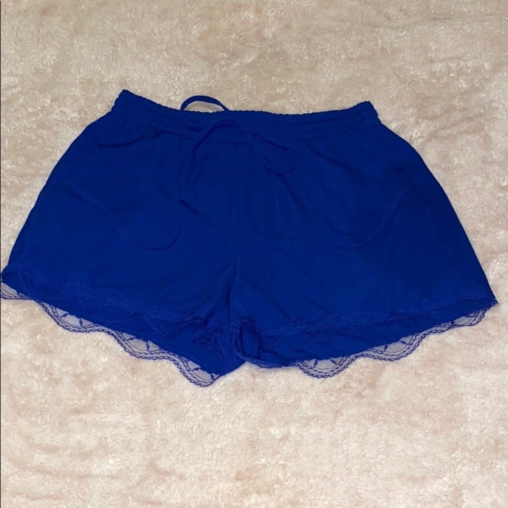 MINE blue dress shorts lace cuff w/ side pockets S - Picture 3 of 5